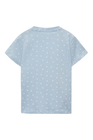 T-shirt imprimé détail brodé - Bleu clair