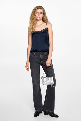 Top détail dentelle - Bleu nuit