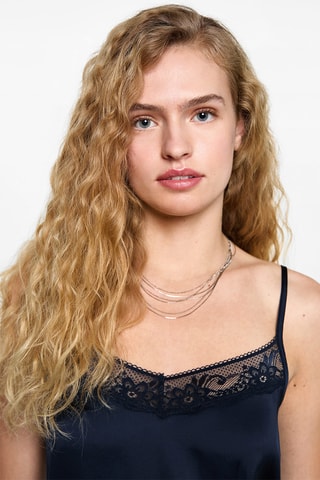 Top détail dentelle - Bleu nuit