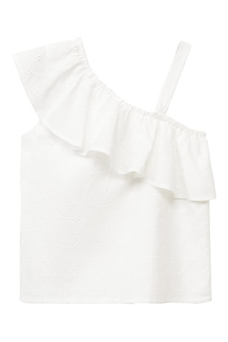 Blouse asymétrique brodée - Blanc