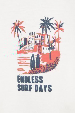 T-shirt imprimé surf - Blanc cassé