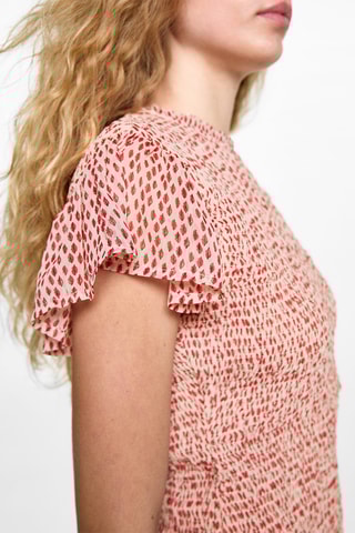 Robe froncée imprimée - Rouge