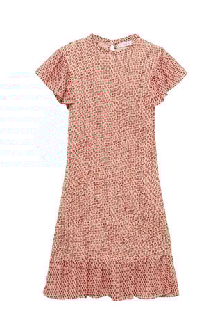 Robe froncée imprimée - Rouge