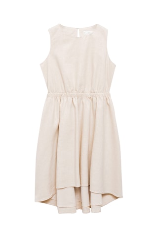 Robe lin détail froncé - Gris clair