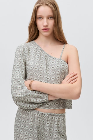 Pantalon fluide imprimé - Gris clair