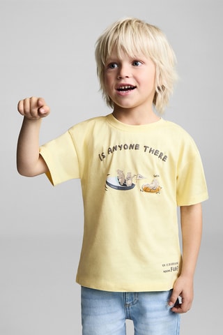 T-shirt coton imprimé motif - Jaune