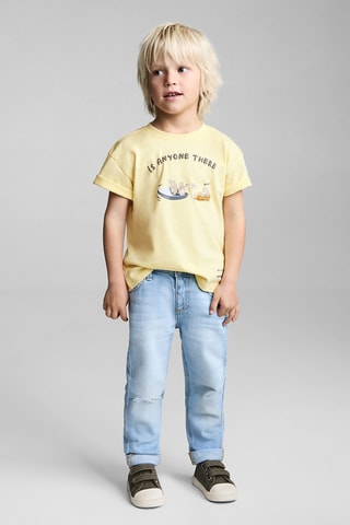 T-shirt coton imprimé motif - Jaune