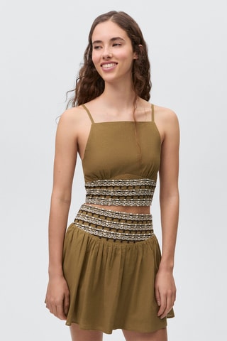 Top coton lin - Olive