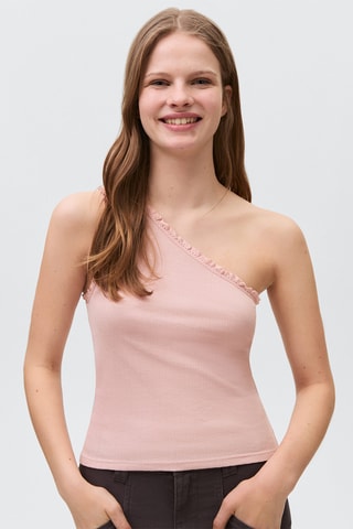 Top asymétrique dentelle - Bleu marine