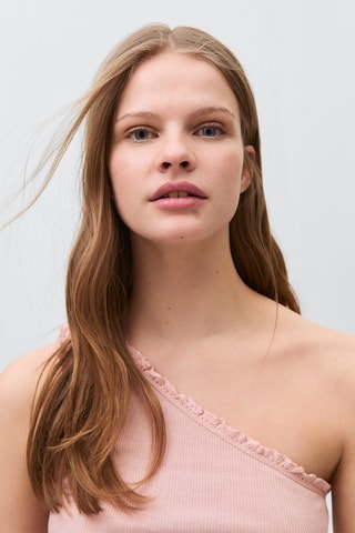 Top asymétrique dentelle - Bleu marine