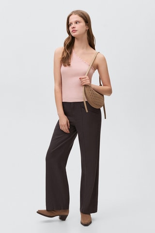 Top asymétrique dentelle - Bleu marine