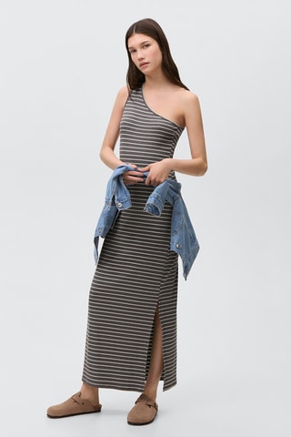 Robe longue asymétrique - Gris