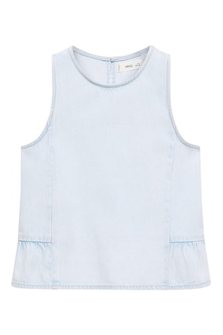 Blouse denim volant - Bleu clair