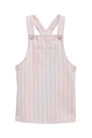 Robe chasuble en jean rayures - Beige