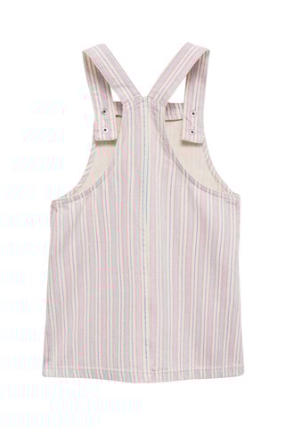 Robe chasuble en jean rayures - Beige