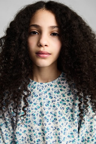 Robe fleurs volant - Blanc cassé