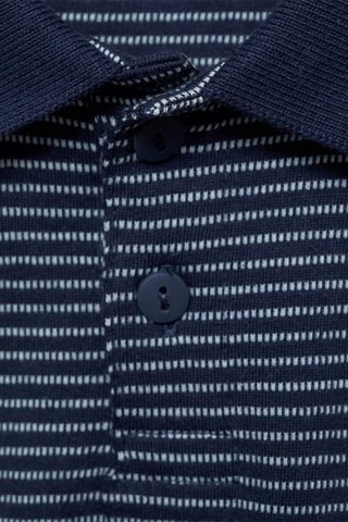 Polo coton à rayures - Bleu marine