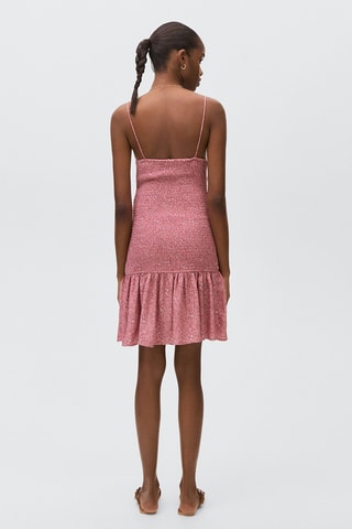 Robe froncée imprimée - Rose