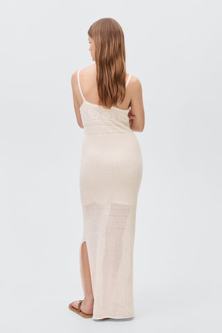 Robe longue crochet - Blanc cassé