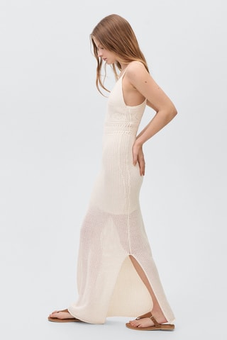 Robe longue crochet - Blanc cassé