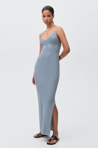 Robe longue crochet - Blanc cassé