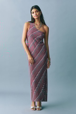 Robe zigzag lurex - Rouge