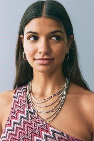 Robe zigzag lurex - Rouge