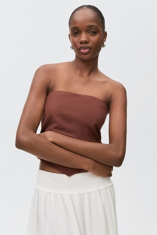 Top coton ourlet pointu - Marron