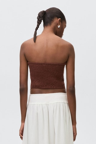 Top coton ourlet pointu - Marron