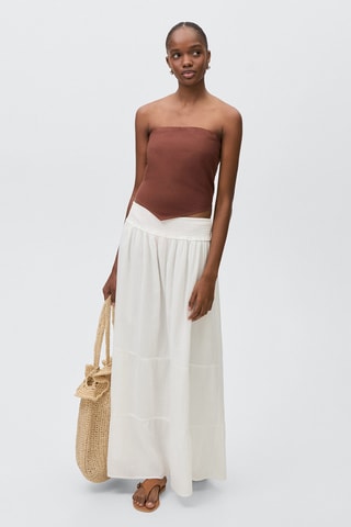 Top coton ourlet pointu - Marron