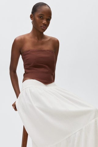 Top coton ourlet pointu - Marron