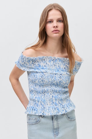 Top épaules dénudées - Bleu clair