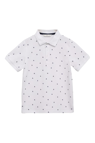 Polo coton imprimé - Blanc cassé