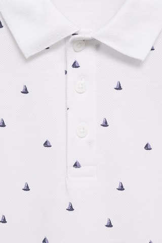 Polo coton imprimé - Blanc cassé