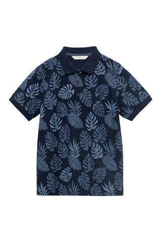 Polo coton imprimé - Blanc cassé