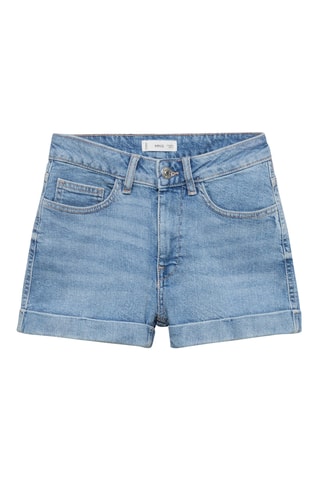 Short en jean à revers - Bleu