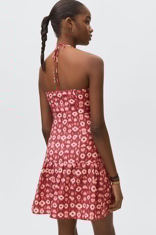 Robe froncée imprimée - Rose clair