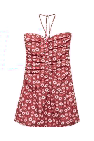 Robe froncée imprimée - Rose clair