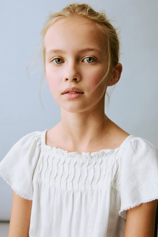 Robe lin volantée - Blanc