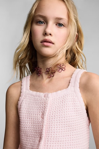 Top maille boutons - Bleu clair