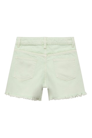 Short en jean revers effilochés - Vert d'eau