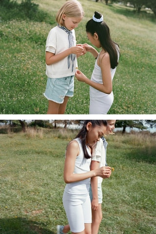 Legging court côtelé - Bleu clair