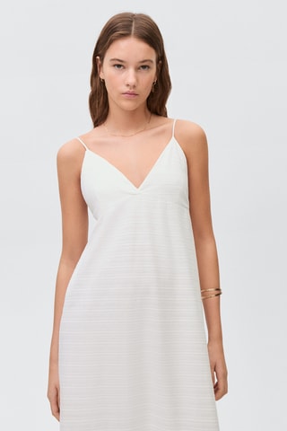 Robe longue texturée - Blanc cassé