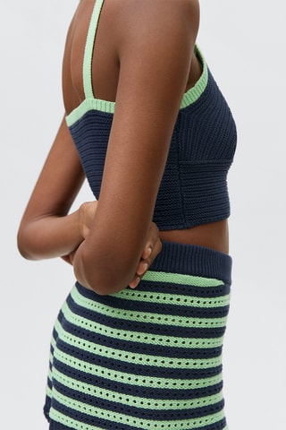 Top crochet contraste - Bleu marine