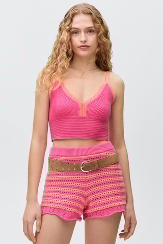 Top crochet contraste - Bleu marine