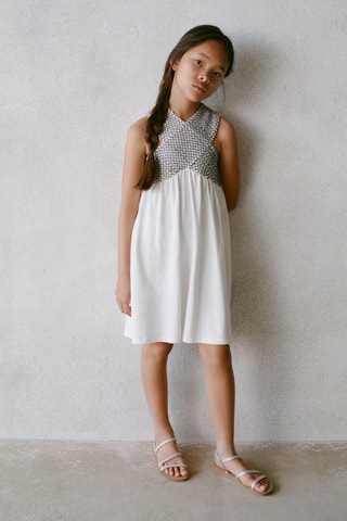 Robe cache-coeur brodée - Blanc cassé