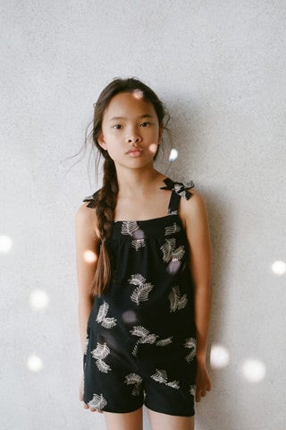 Short lin brodé - Noir