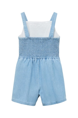 Combinaison en jean détail brodé - Bleu