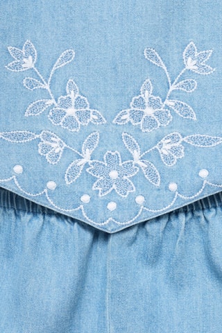 Combinaison en jean détail brodé - Bleu