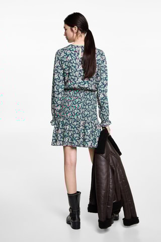 Robe froncée imprimée lettres - Bleu marine